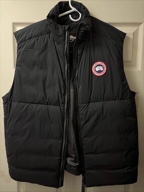 Canada Goose Black Quilted Down Vest with Logo Patch